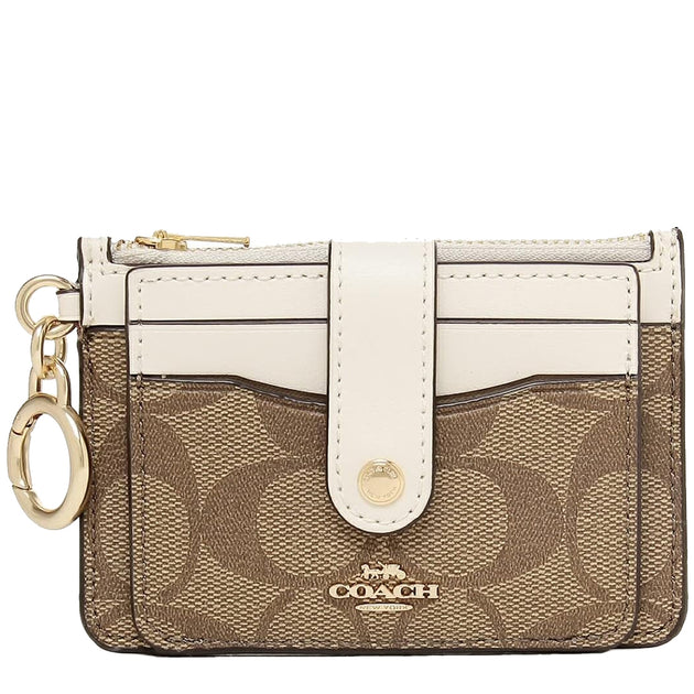 Buy Coach Attachment Card Case In Signature Canvas in Khaki/ Chalk