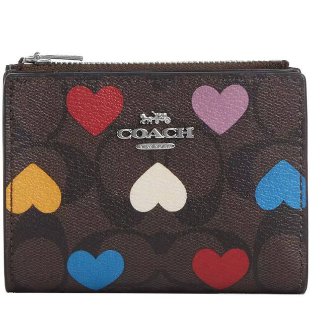 Buy Coach Bifold Wallet In Signature Canvas With Heart Print in Brown Black Multi CP424 Online in Singapore | PinkOrchard.com