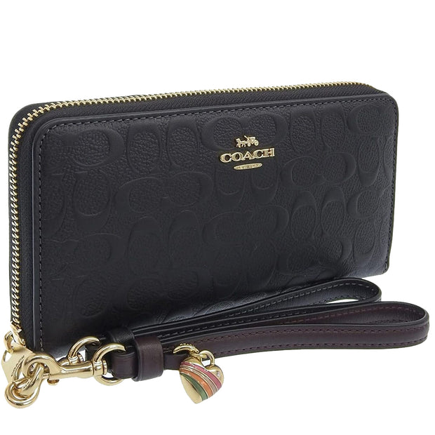 Coach Boxed Long Zip Around Wallet In Signature Leather in Black cf464