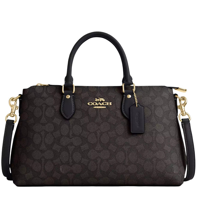Coach Georgia Satchel Bag In Signature Canvas - Walnut/ Black