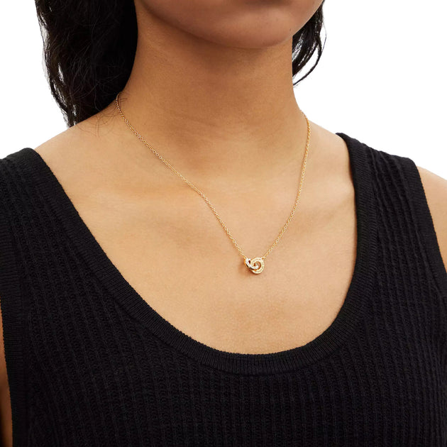 Coach Interlocking Open Circle Pearl Pendant Necklace in Gold/ Pearl CO233