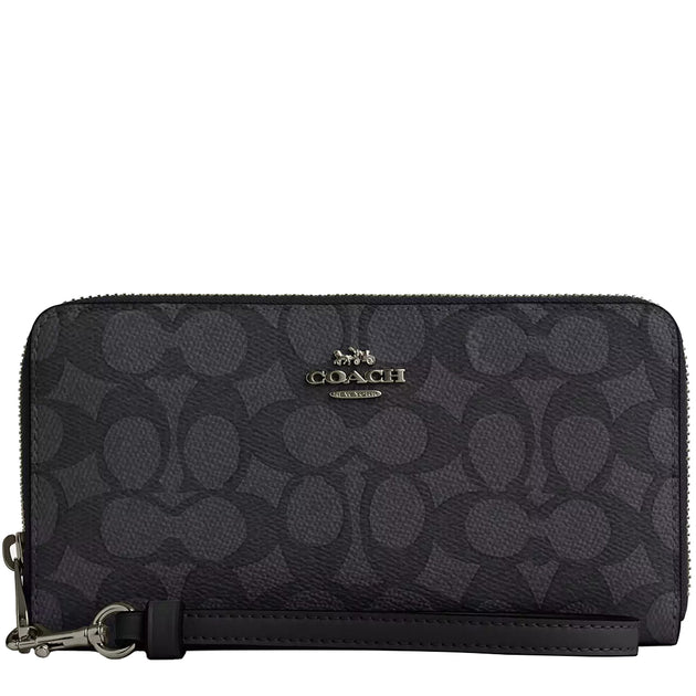 小物 COACH Wallet Coin Purse Signature Black Coach-Long-Zip-Around-Wallet-