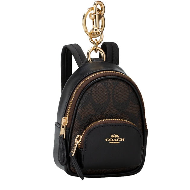 Buy Coach Mini Court Backpack Bag Charm In Signature Canvas in Walnut/ Black CX066 Online in Singapore