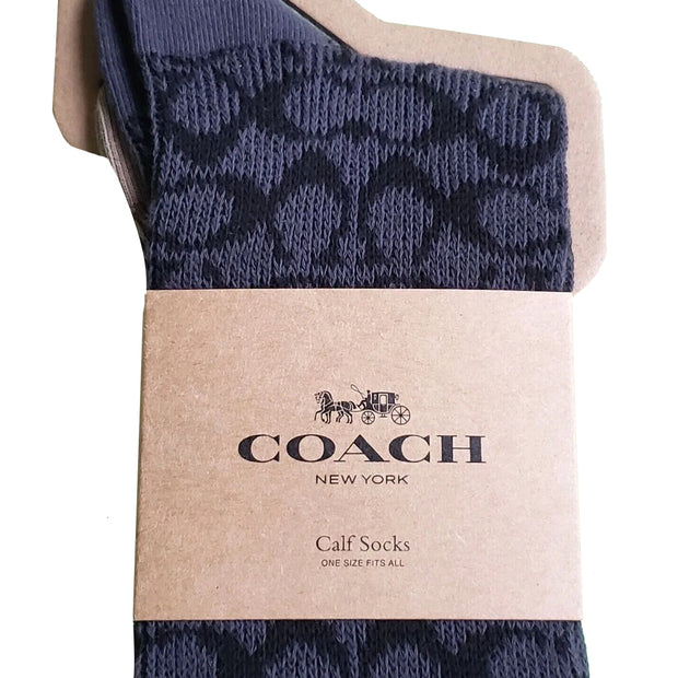 Buy Coach Signature Calf Length Socks in Black/ Khaki CE281 Online in Singapore | PinkOrchard.com