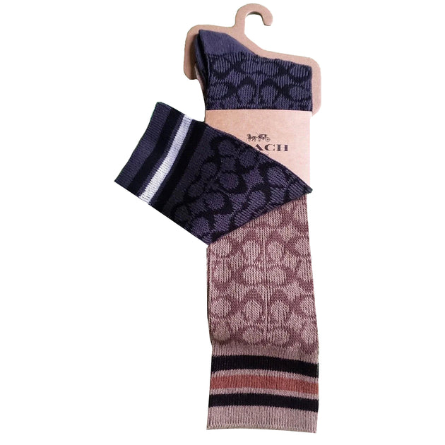 Buy Coach Signature Calf Length Socks in Black/ Khaki CE281