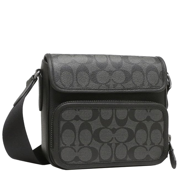 Buy Coach Sullivan Flap Crossbody Bag In Signature Canvas in Black/ Charcoal C9870 Online in Singapore | PinkOrchard.com