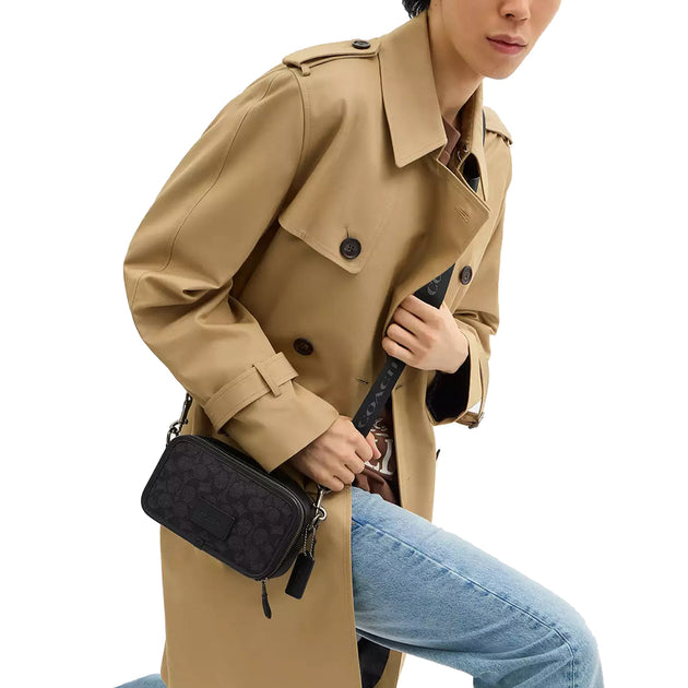 Coach Wyatt Crossbody Bag In Signature Canvas in Charcoal/ Black