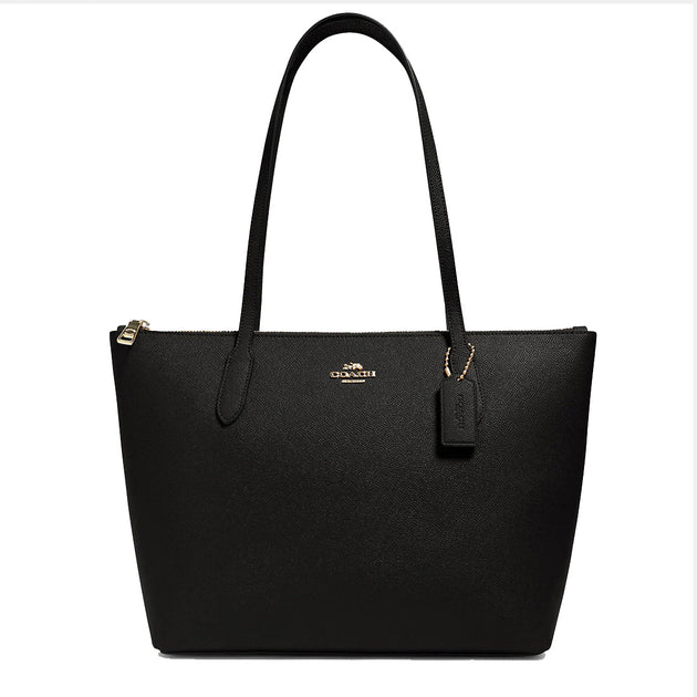 Buy Coach Zip Top Tote Bag in Crossgrain Leather Gold/ Black 4454