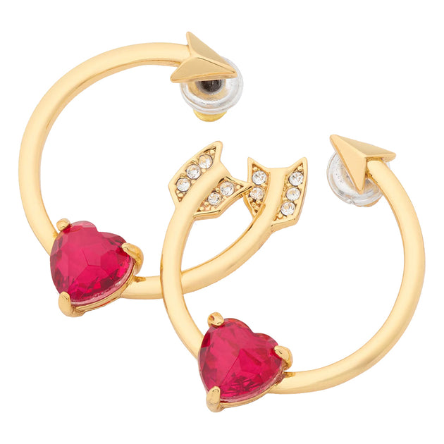 Kate Spade Lovestruck Heart And Arrow Hoops Earrings in Red KL099