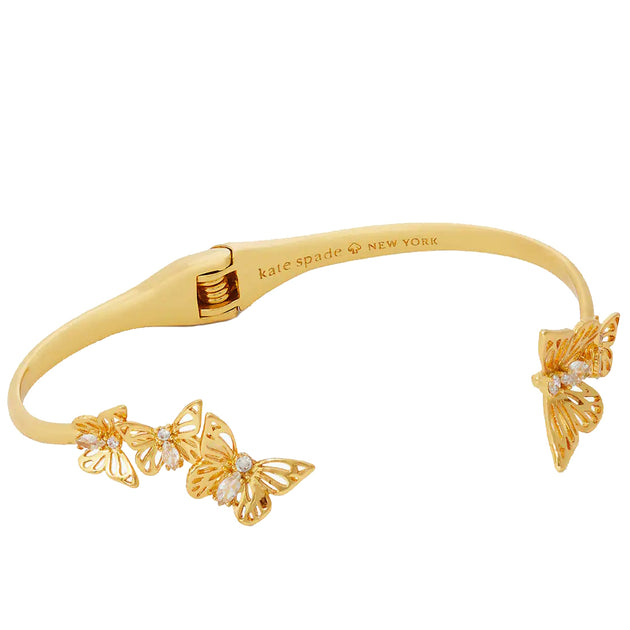 Kate Spade Gold Butterfly Cuff Bracelet in Clear/ Gold kc757
