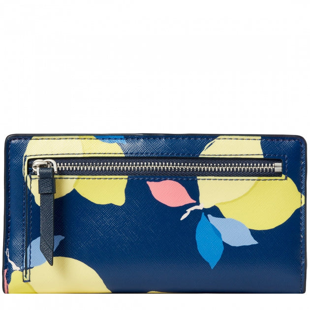 Kate Spade Cameron Lemon Zest Large Slim Bifold Wallet in River Blue Multi