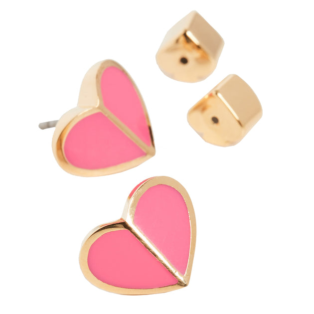 Kate Spade Heritage Spade Small Heart Studs Earrings in Flamingo Pink