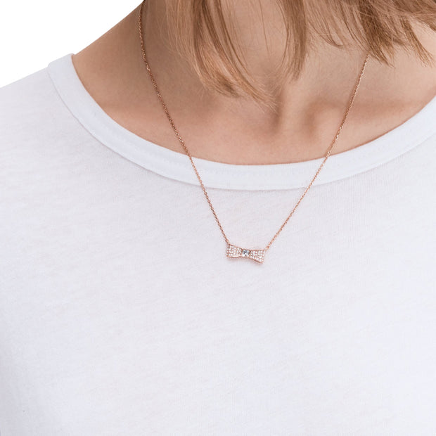 Buy Kate Spade Ready Set Bow Pave Bow Mini Pendant Necklace in Clear/ Rose Gold o0ru2738 Online in Singapore | PinkOrchard.com