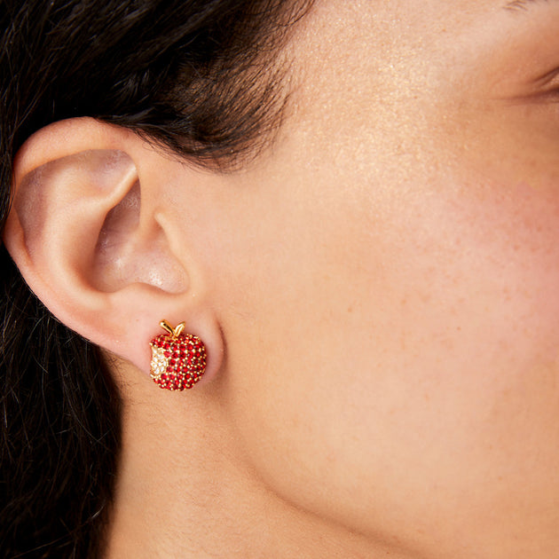 Kate Spade Apple of My Eye Pave Studs Earrings in Red Multi k9199