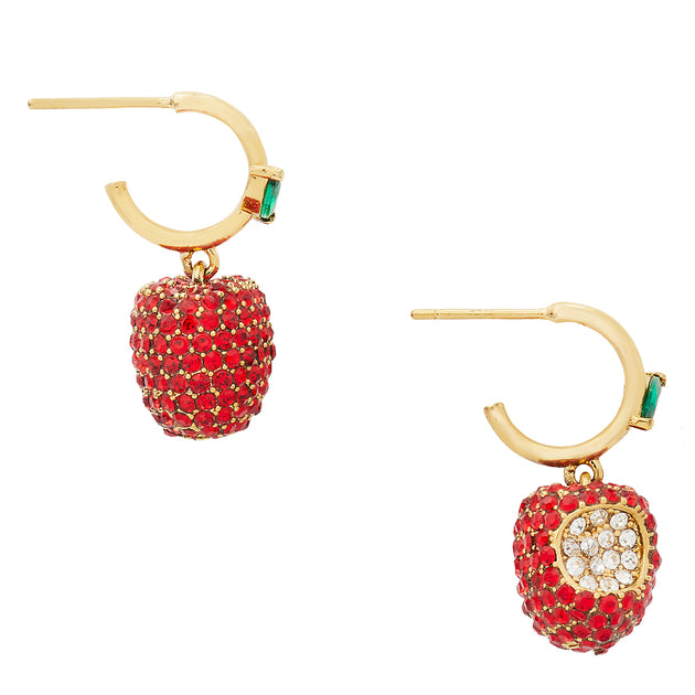 Kate Spade Apple of My Eye Pave Huggies Earrings in Red Multi k9197
