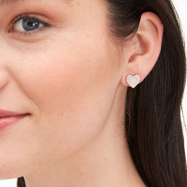 Buy Kate Spade Yours Truly Pave Heart Studs Earrings in Clear/ Rose Gold o0r00154 Online in Singapore | PinkOrchard.com