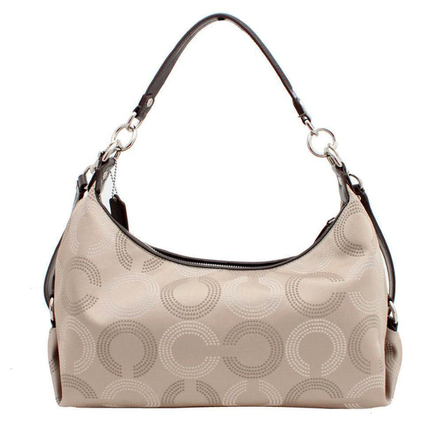 Coach Ashley Dotted Op Art Convertible Hobo Bag- Khaki