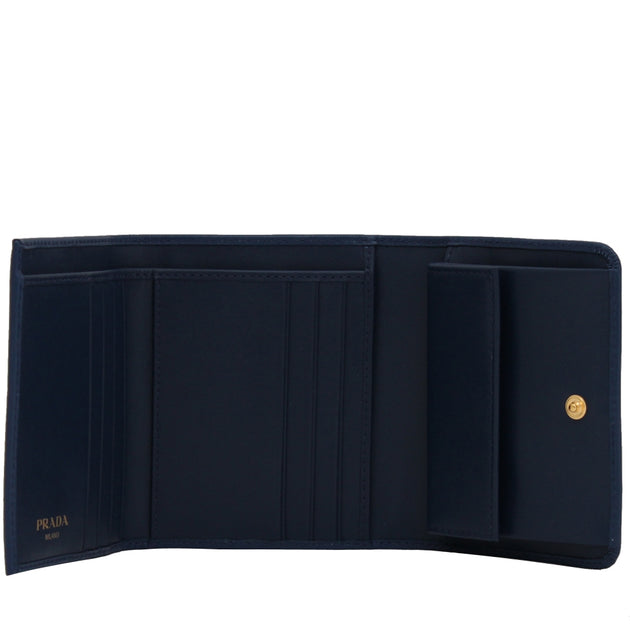 Prada 1MH176 Vitello Move Leather Short Trifold Clasp Wallet- Peonia