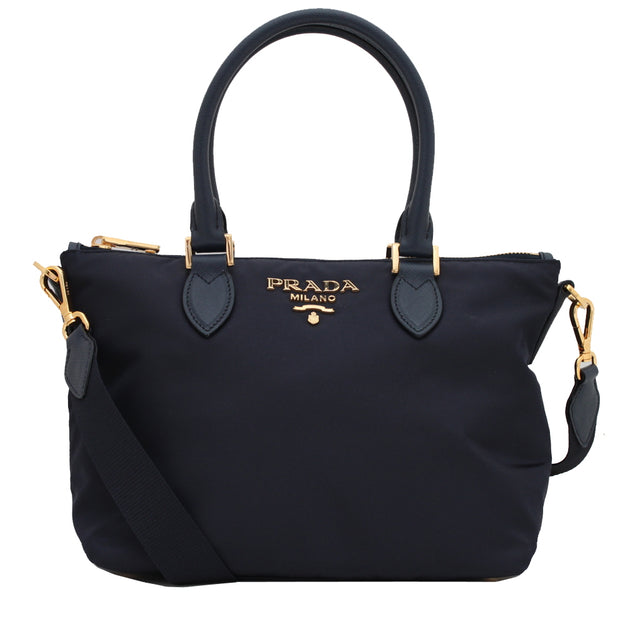 Prada - Bandoliera Tessuto Nylon & Saffiano Leather Black Chain Bag