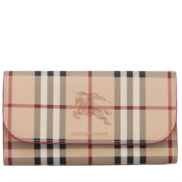 Burberry Haymarket Check Leather Harris Wallet PinkOrchard