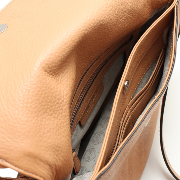 Buy the Michael Kors Bedford Tassel Medium Pebbled Leather Convertible Flap  Crossbody Shoulder Bag Brown Leather Purse