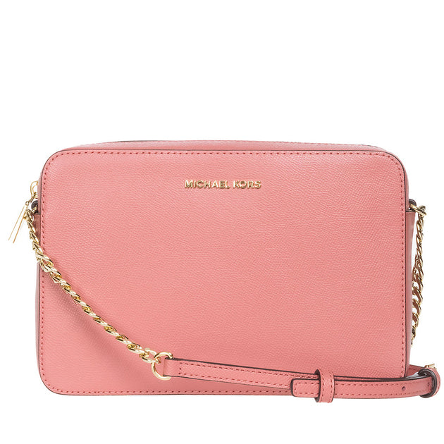 Michael Kors Large Gusset Rose Pink Leather Crossbody Bag