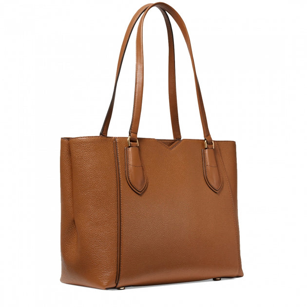 Michael Kors Mae Medium Pebbled Leather Tote Bag in Luggage
