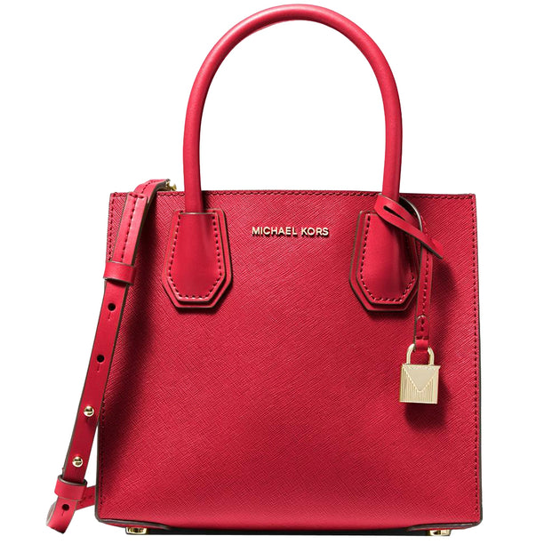 Michael Kors Mercer Medium Saffiano Leather Accordian Crossbody Bag in PinkOrchard