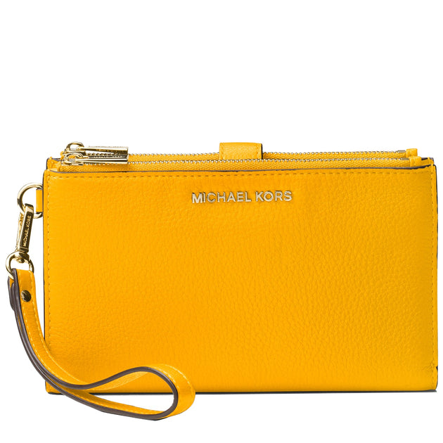 Michael Kors Daniela Large Gusset Crossbody Leather Bag In Sun Yellow/gold