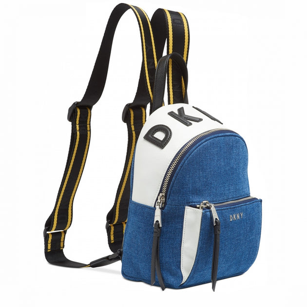 DKNY Logo Denim Backpack Bag- Denim –