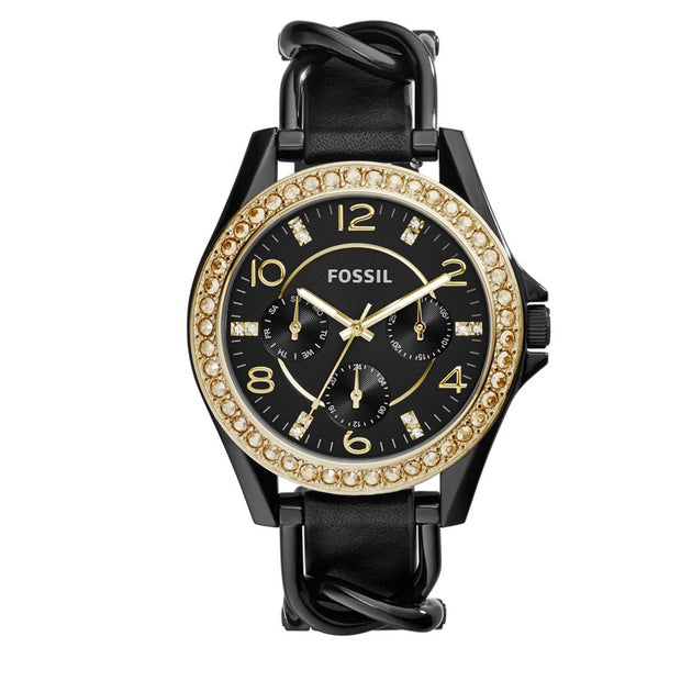 Fossil Riley Black Fossil Black Stainless Steel Watch FOSSIL Riley