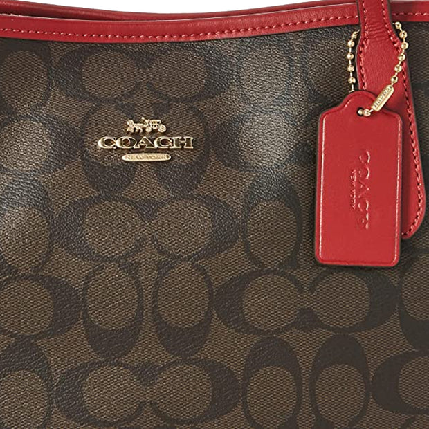 Buy Coach City Tote Bag In Signature Canvas in Brown/ 1941 Red 5696 Online in Singapore | PinkOrchard.com