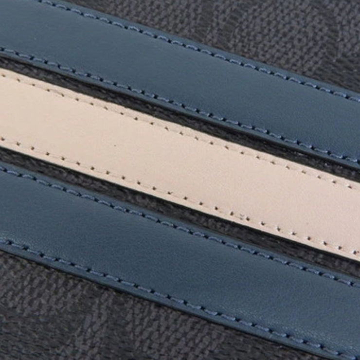 Closeup of Coach 3 In 1 Wallet In Signature Canvas With Varsity Stripe - Charcoal/ Denim/ Chalk CW385