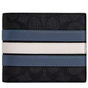 Front View of Coach 3 In 1 Wallet In Signature Canvas With Varsity Stripe - Charcoal/ Denim/ Chalk CW385