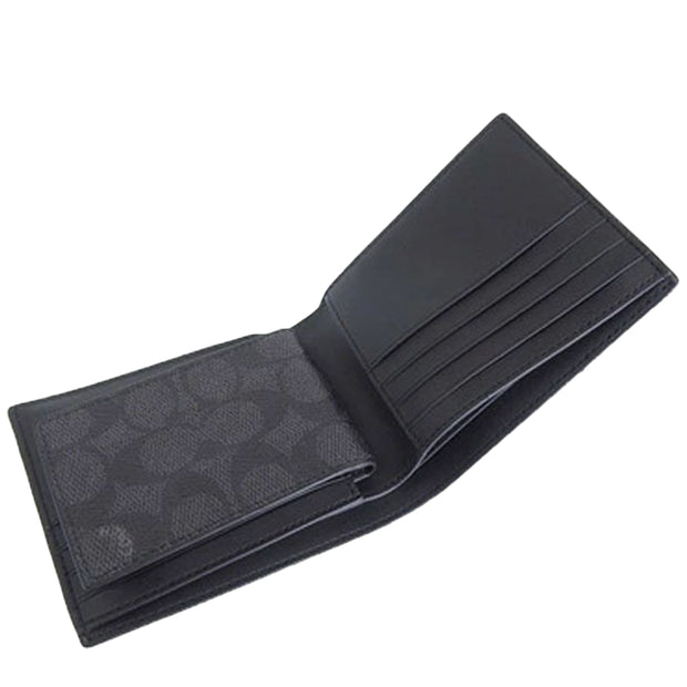 Interior View of Coach 3 In 1 Wallet In Signature Canvas With Varsity Stripe - Charcoal/ Denim/ Chalk CW385