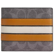 Front View of Coach 3 In 1 Wallet In Signature Canvas With Varsity Stripe - Grey Multi CW385