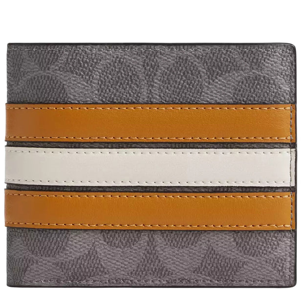 Front View of Coach 3 In 1 Wallet In Signature Canvas With Varsity Stripe - Grey Multi CW385