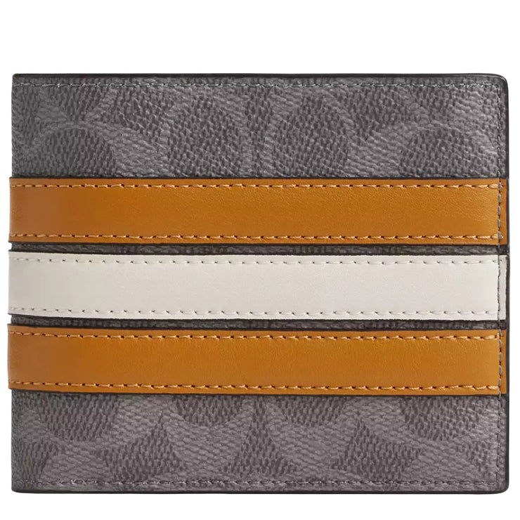 Front View of Coach 3 In 1 Wallet In Signature Canvas With Varsity Stripe - Grey Multi CW385