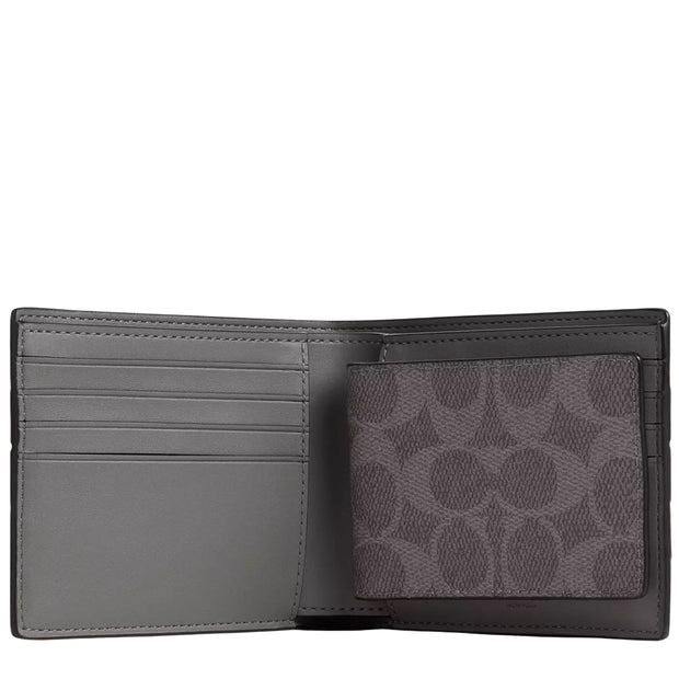 Interior View of Coach 3 In 1 Wallet In Signature Canvas With Varsity Stripe - Grey Multi CW385