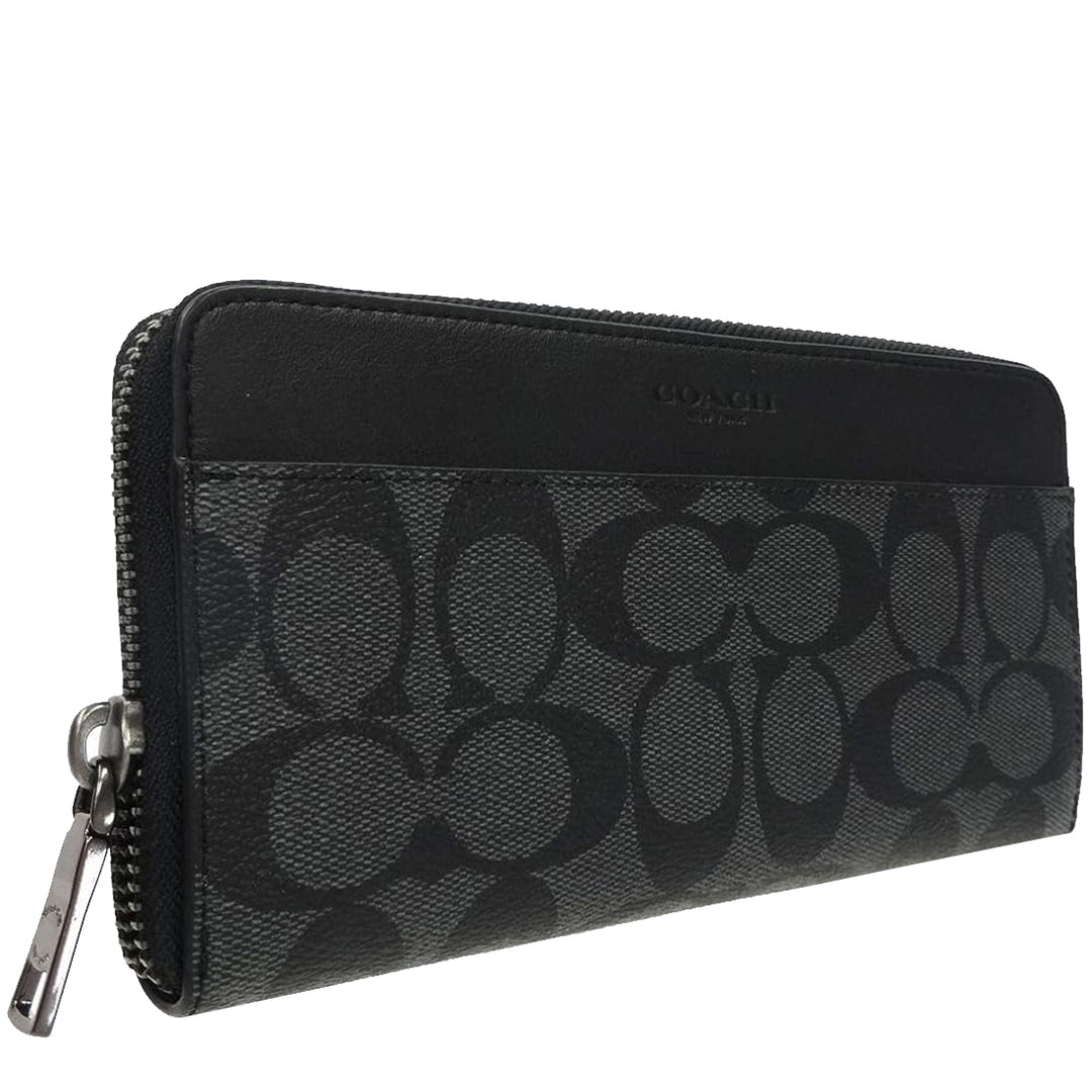 Buy Coach Accordion Wallet In Signature Canvas in Charcoal/ Black