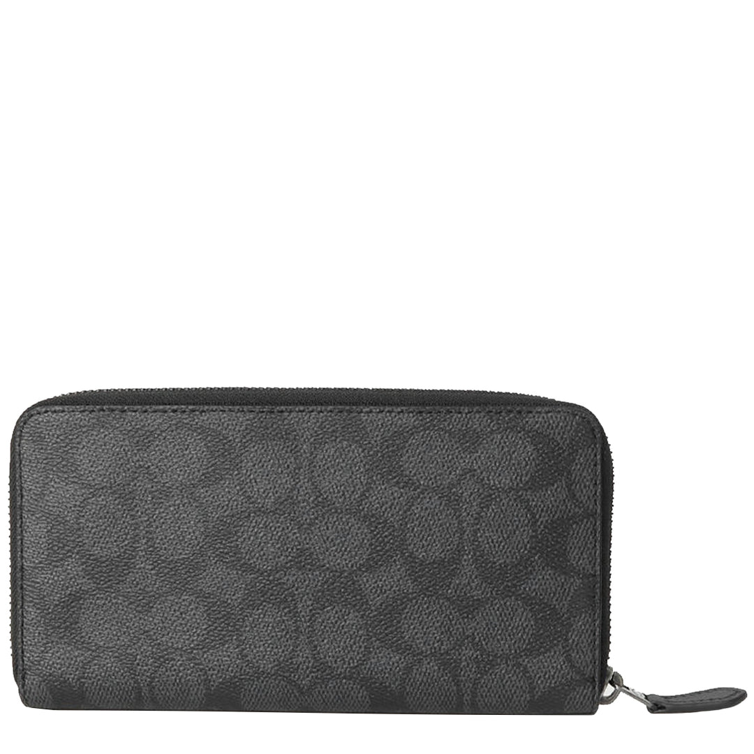 Coach Accordion Wallet In Signature Canvas - Charcoal/ Black CY405