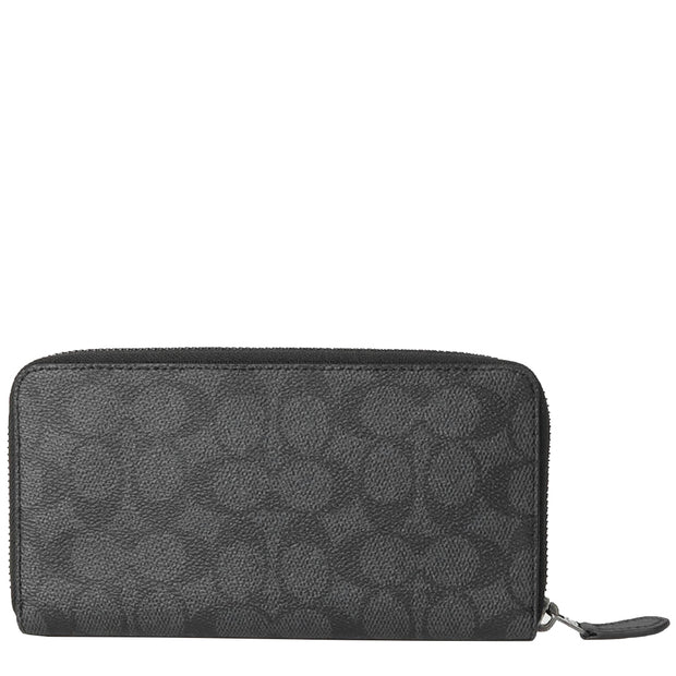 Back View of Coach Accordion Wallet In Signature Canvas - Charcoal/ Black CY405