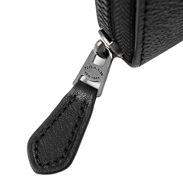 Closeup of Coach Accordion Wallet In Signature Canvas - Charcoal/ Black CY405