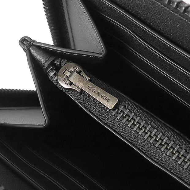 Closeup of Coach Accordion Wallet In Signature Canvas - Charcoal/ Black CY405