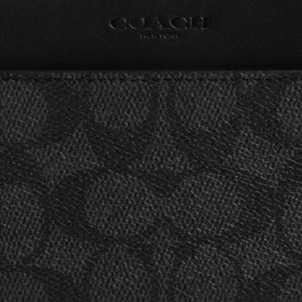 Closeup of Coach Accordion Wallet In Signature Canvas - Charcoal/ Black CY405
