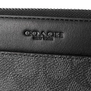 Closeup of Coach Accordion Wallet In Signature Canvas - Charcoal/ Black CY405