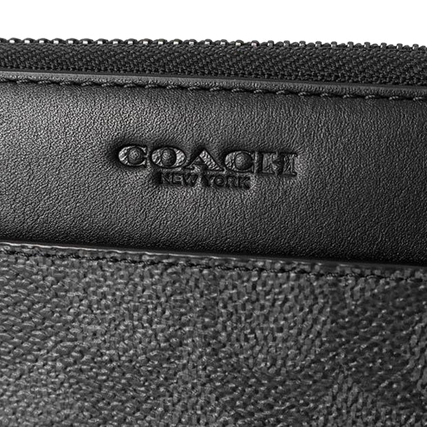 Closeup of Coach Accordion Wallet In Signature Canvas - Charcoal/ Black CY405
