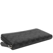 Coach Accordion Wallet In Signature Canvas - Charcoal/ Black CY405 photographed lying flat