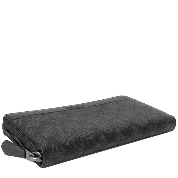 Coach Accordion Wallet In Signature Canvas - Charcoal/ Black CY405 photographed lying flat