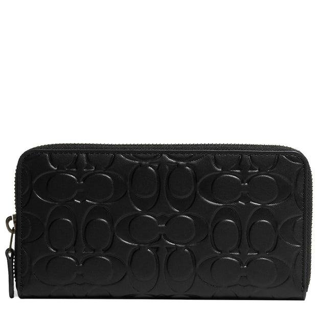 Coach Accordion Wallet In Signature Leather in Black CE551